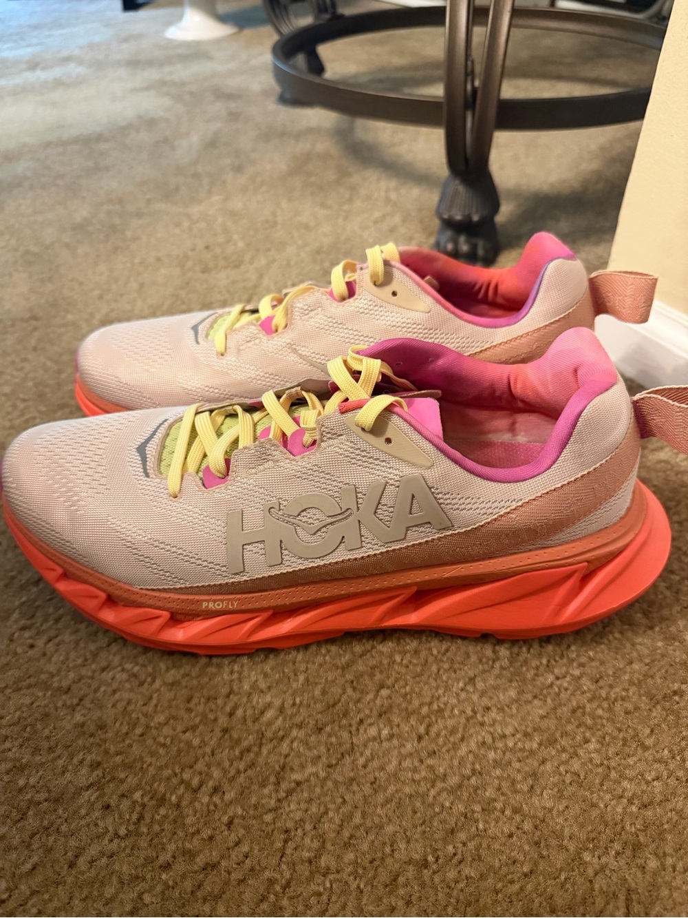Hoka One One Elevon 2 Women's 12.5 Mental Health Orange Beige Size Running Shoes